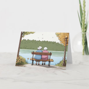 Carte Anniversaire Jeune Dames assis sur le banc de parc