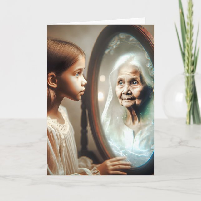 Carte Anniversaire Jeune fille et Vieille Dame (Devant)