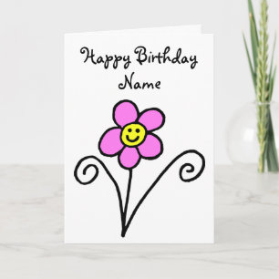 Carte Anniversaire Jolie Fleur Souriante