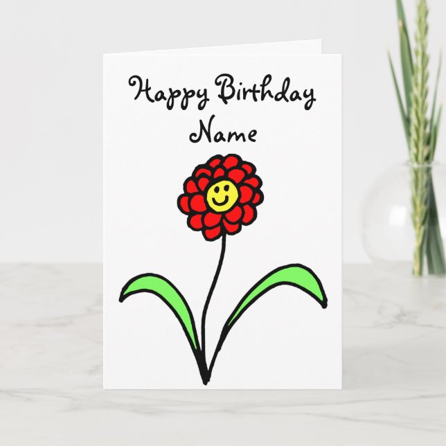 Carte Anniversaire Jote Red Flower Smiling (Devant)