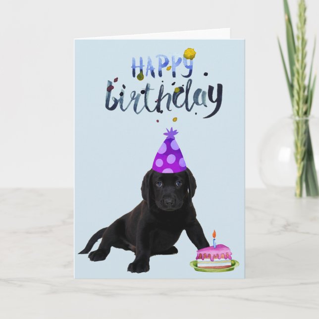 Carte Anniversaire Labrador Retriever Lab Black Puppy (Devant)