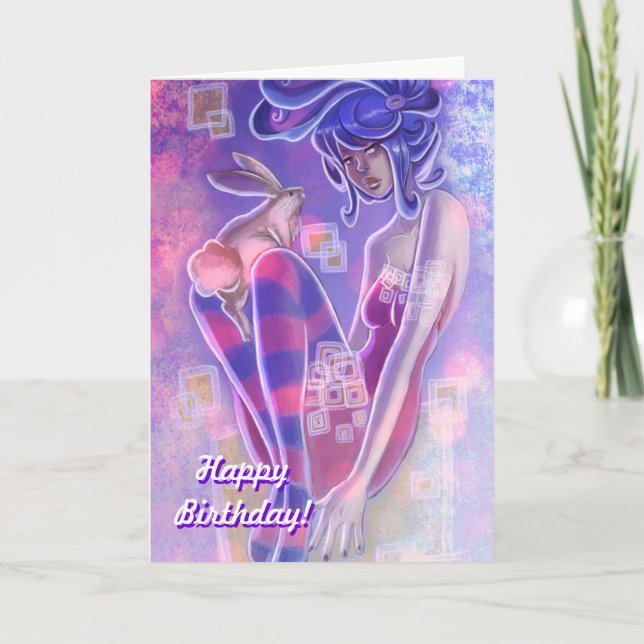 Carte Anniversaire Lapin Girl Pinup (Devant)