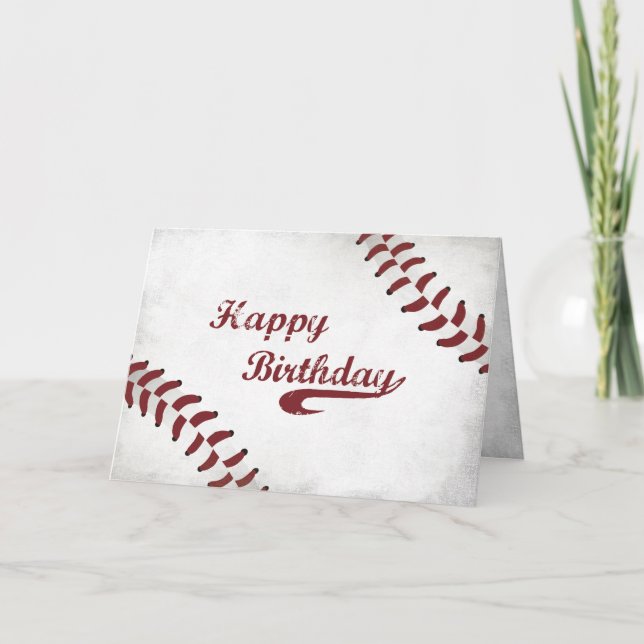 Carte Anniversaire Large Grunge Baseball, Général (Devant)