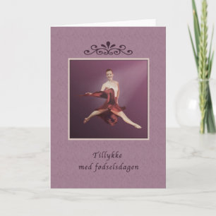 Carte Anniversaire, le danois, ballerine en rouge
