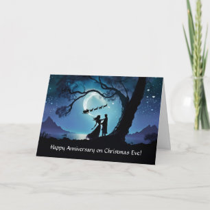 Carte Anniversaire le soir de Noël avec couple dansant