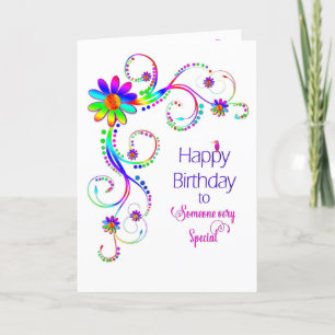 Carte Anniversaire, Madame spéciale Abstract Floral-Vif