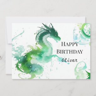 Carte Anniversaire magique du Dragon moderne