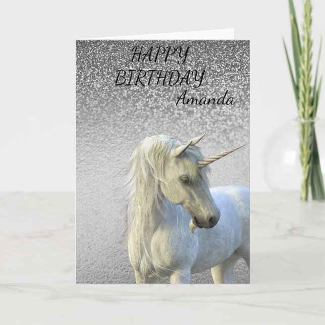Carte Anniversaire Magique Unicorn Parties scintillant p (Devant)