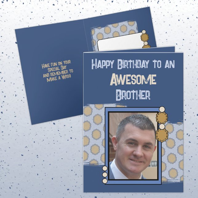 Carte Anniversaire magnifique frère photo bleu brun (Créateur téléchargé)