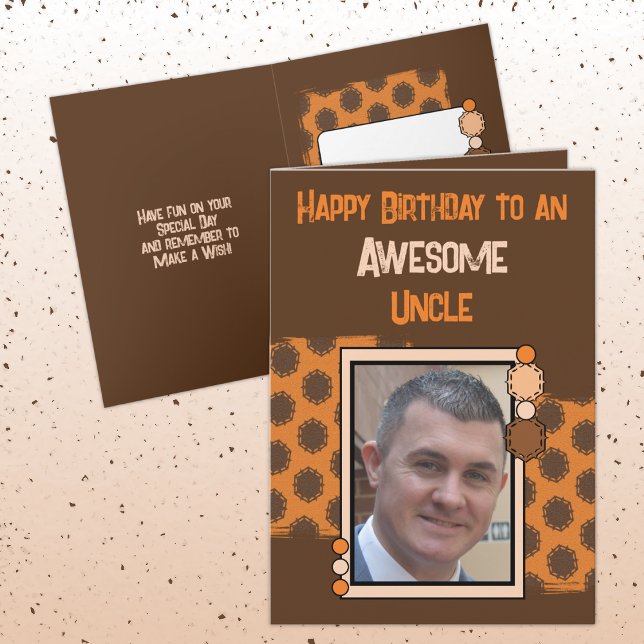 Carte Anniversaire magnifique oncle photo brun orange (Créateur téléchargé)