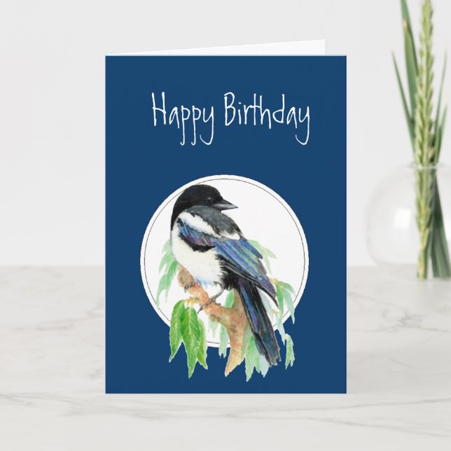 Carte Anniversaire Magpie, Oiseau, Nature, Faune (Devant)