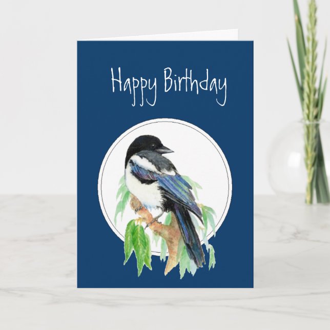 Carte Anniversaire Magpie, Oiseau, Nature, Faune (Devant)