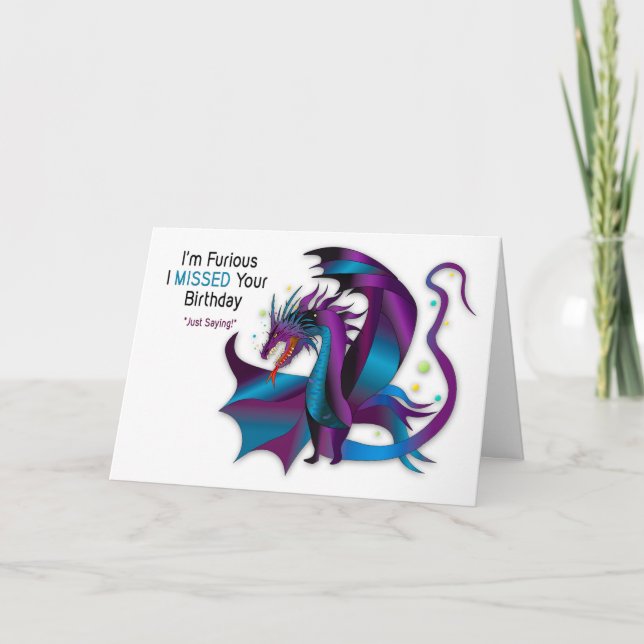 Carte Anniversaire malheureux Dragon de feu (Devant)