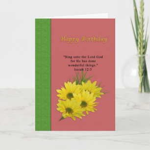 Carte Anniversaire, Marguerites Jaunes, Religieux