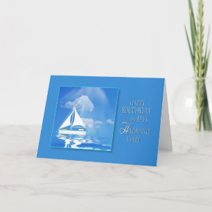 CARTE ANNIVERSAIRE - MARI - BATEAU À VOILE - MER BLEUE