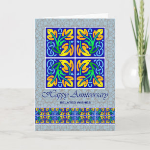 Carte Anniversaire Mariage Belated Souhaite Carreaux