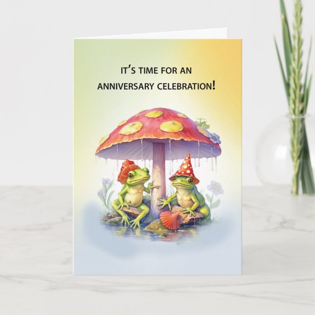 Carte Anniversaire mariage Deux Grenouilles Drôle Sous C (Devant)