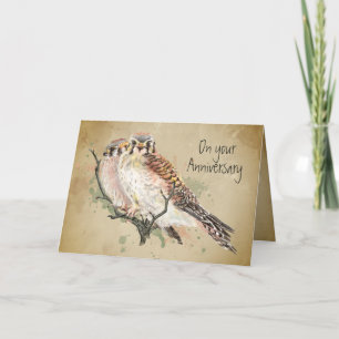 Carte Anniversaire Mariage Kestrel Falcon Faune Oiseau