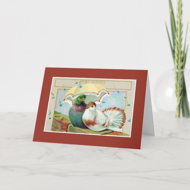 Carte Anniversaire Meilleurs Voeux, Deux Oiseaux avec Pa (Devant)