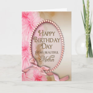 Carte Anniversaire - Mère - Délicat Rose Oval - Floral