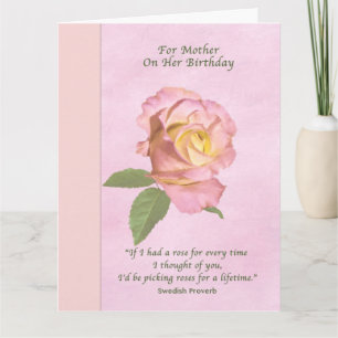 Carte Anniversaire, Mère, Fleur Rose de la Paix