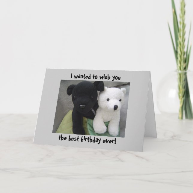 Carte Anniversaire mignon de chien et d'ours (Devant)