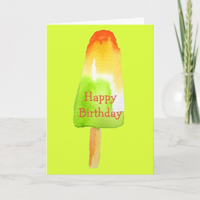 Carte Anniversaire mignon de l'aquarelle d'été (Devant)