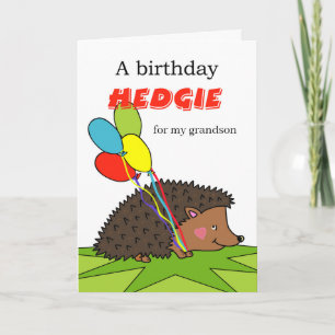 Carte Anniversaire mignon pour petit-fils, hérisson, bal
