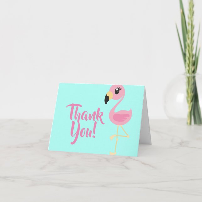 Carte Anniversaire mignon tropical de Merci de Flamant (Devant)