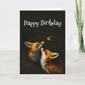Carte Anniversaire Mignonne Fox Animaux d'oiseaux