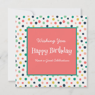 Carte Anniversaire Mod Orange Turquoise Dots Blanc