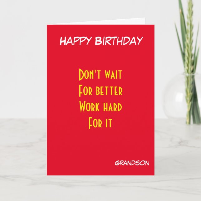 Carte anniversaire motivant de petit-fils (Devant)