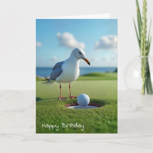 Carte Anniversaire Mouette avec balle de golf
