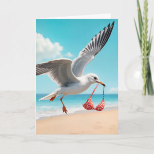 Carte Anniversaire Mouette volante avec un haut de Bikin