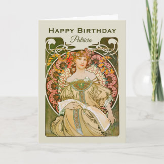 Carte Anniversaire Mucha Reverie Daydream Art Nouveau CC