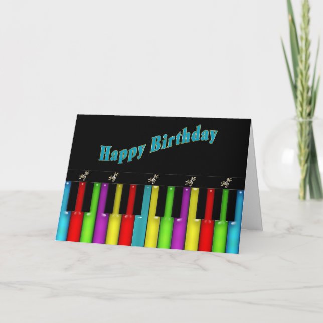 Carte Anniversaire - musical - clavier coloré (Devant)