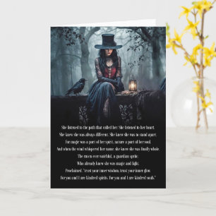 Carte Anniversaire mystique avec Corbeau gothique Wicca 