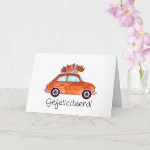 Carte Anniversaire néerlandais Retro Fiat 500