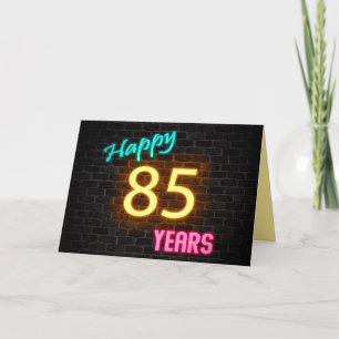 Carte Anniversaire néon 85 signe sur brique