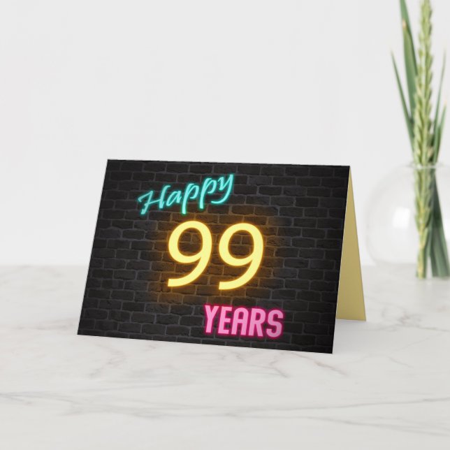 Carte Anniversaire néon 99 signe en brique (Devant)