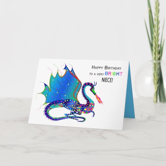 Carte Anniversaire, NIECE, Groupe Dragon Kaleidoscope (Devant)