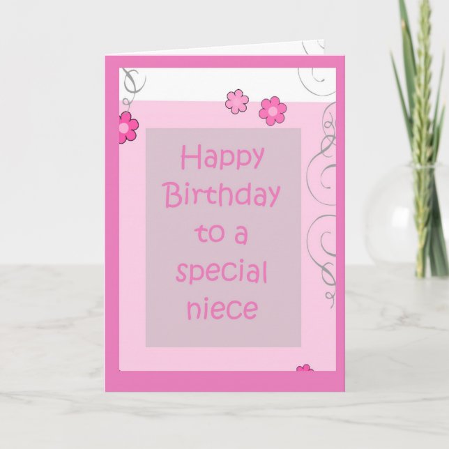 Carte Anniversaire - Niece Pink Daisy (Devant)