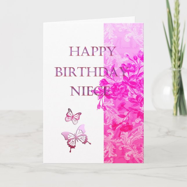 Carte Anniversaire nièce (rose) (Devant)
