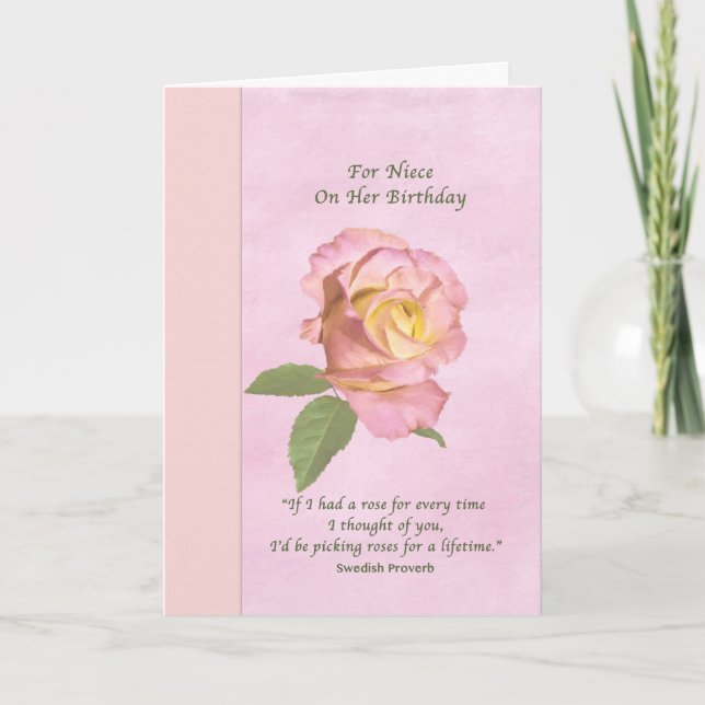 Carte Anniversaire, Nièce, Rose de la paix (Devant)