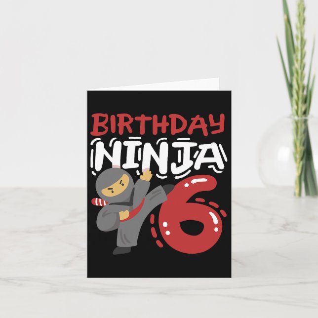 Carte Anniversaire Ninja 6 ans Karate Enfants 6e anniver (Devant)