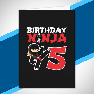 Carte Anniversaire Ninja pour enfants - Thème de fête po