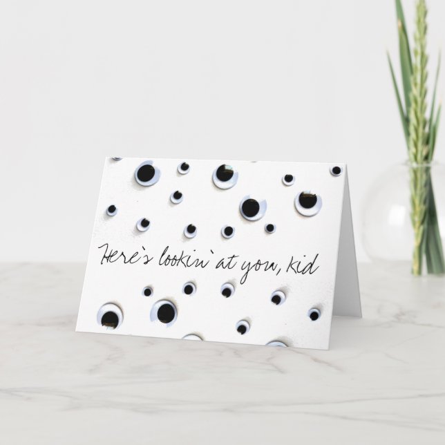 Carte Anniversaire noir et blanc de yeux écarquillés (Devant)