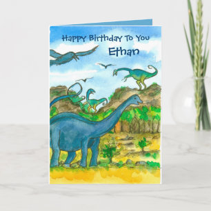 Carte Anniversaire nommé fait sur commande de dinosaures