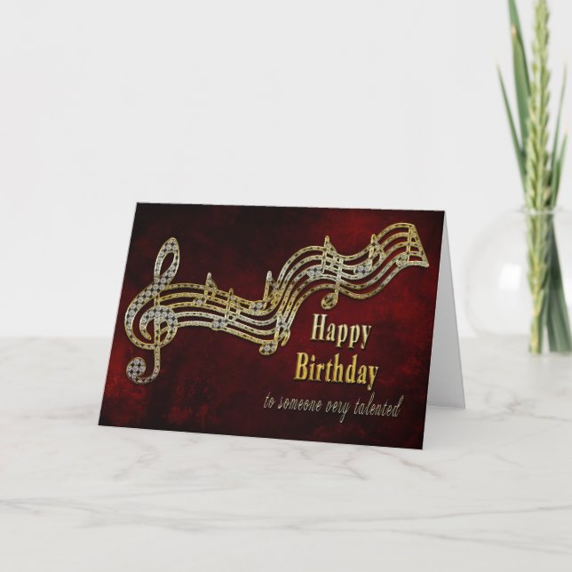 Carte Anniversaire - Notes musicales (Devant)