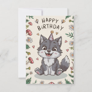 Carte Anniversaire numérique de Little Wolf modifiable